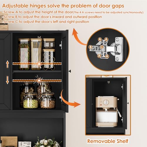 72" Kitchen Pantry Cabinet Microwave Stand