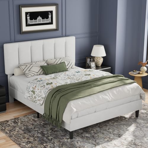 Queen Size Bed Frame with Upholstered Headboard