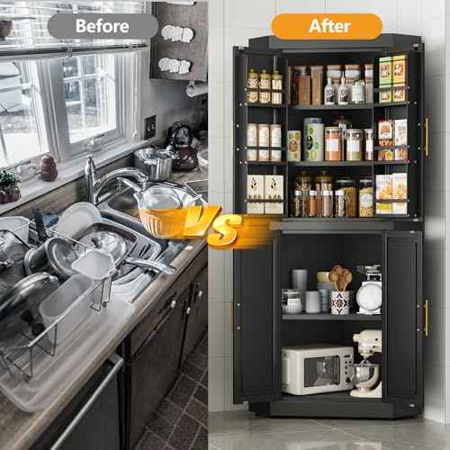 63" Metal Corner Kitchen Pantry Cabinet