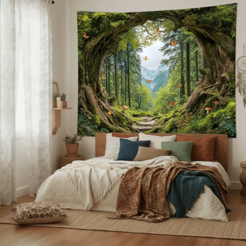 Green Nature Forest Tapestry 90x68 Inch