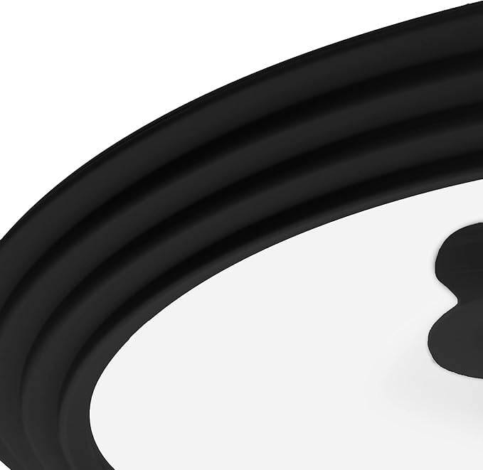 LSR Loreso Universal Pan Lid for Pots Pans and Skillets 7.5-9.5 Inch - Tempered Glass Pot Lid with Auto-Sizing Silicone Rim - Black
