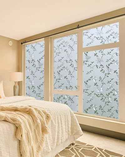 Frosted Glass Window Film with Elegant Flower Design