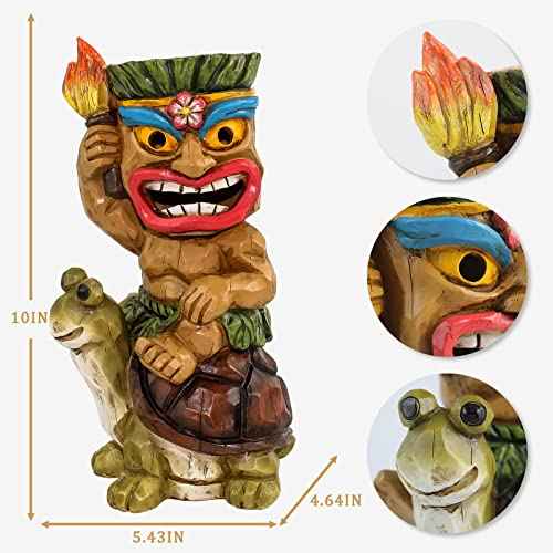 Tiki Outdoor Statue with Turtle Decor