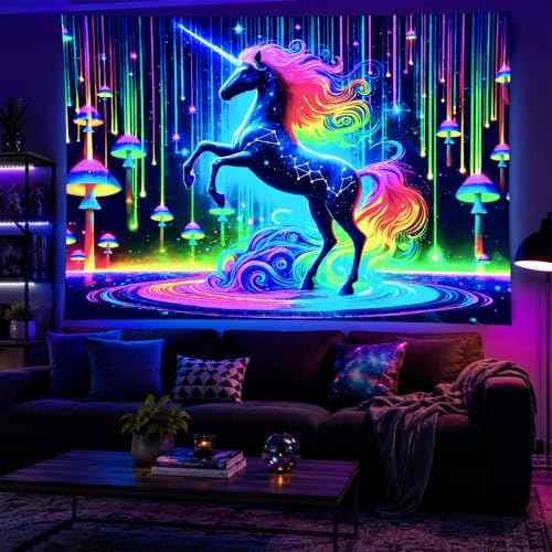 Blacklight Tapestry Fantasy Galaxy Wall Art 59 x 78 Inch