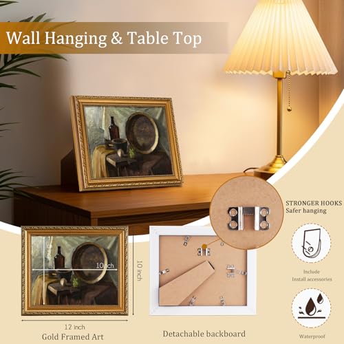 Vintage Gold Framed Wall Art for Home Decor