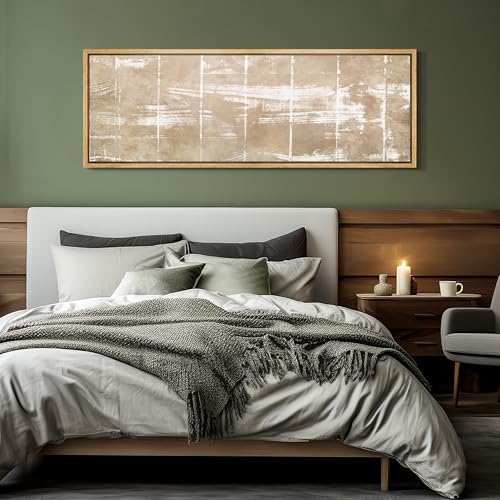 Large Framed Canvas Print Wall Art Beige White Abstract Antique Retro Fine Art Illustrations Decorative Colorful for Bedroom