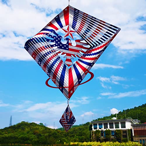 13.5in American Eagle Flag Patriotic Wind Spinner Gifts for Men Dad