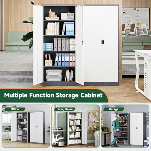 Metal Garage Storage Cabinets with Lock Door and Adjustable Shelves
