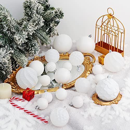 24ct White Christmas Ornaments for Tree Decorations (24 Count)