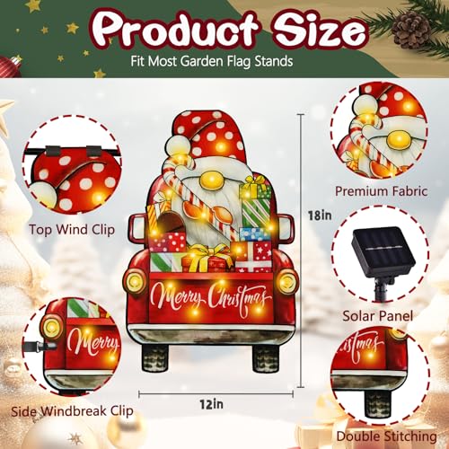 12x18 Lighted Christmas Dwarf Garden Flag