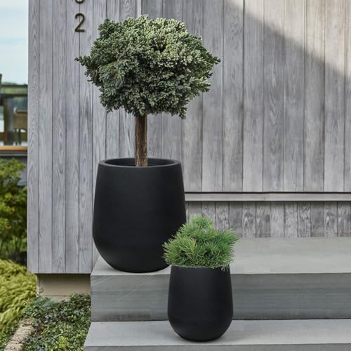 16.9" H Large Tall Plastic Black Planter w