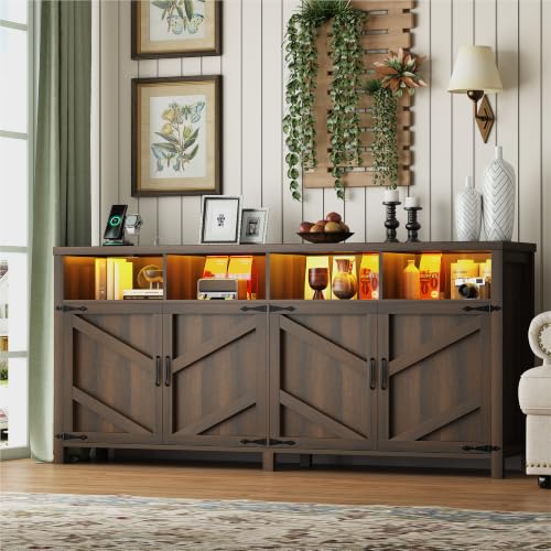 Buffet Sideboard with Storage with Power Outlets & LED Light