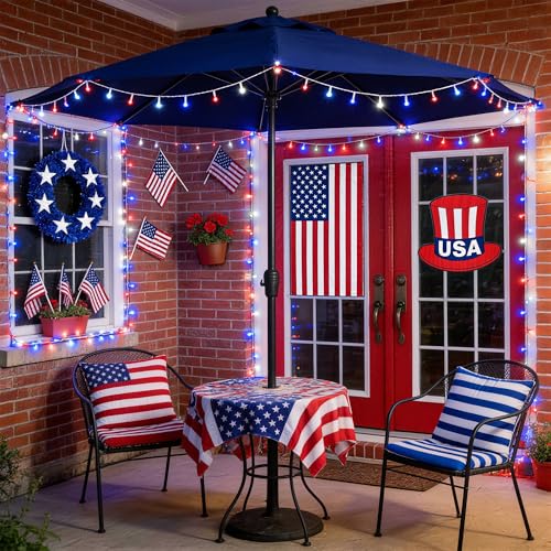 33ft 100 LED Red White and Blue Lights Outdoor (100 Count)