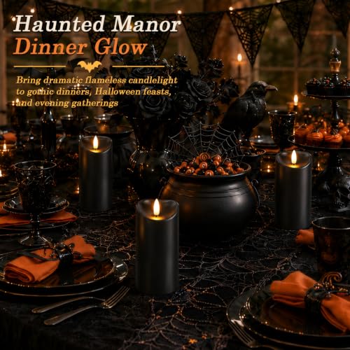 Halloween Black Waterproof LED Candles with Remote Timer (2 Count)