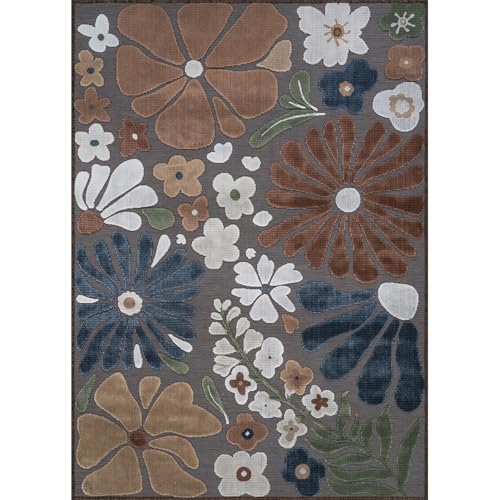 Outdoor Rug 9x12 Large Modern Floral Tropical Area Rugs for Outdoor and Indoor Patio Easy to Clean Non Shedding Living Room Porch Garden Washable Outside Carpet (108 Sq Ft)