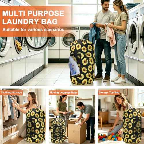 Laundry Bag Backpack Durable Laundry Bag with Shoulder Straps and Mesh Pockets Portable Laundry Hamper Dirty Clothes Bag for College