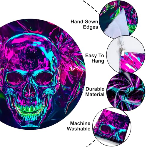 Blacklight Halloween Tapestry Horror Moon Night Scary Cemetery Pumpkin Lantern Halloween Tapestry Wall Hanging Skull Horror Poster Banners for Bedroom Livingroom