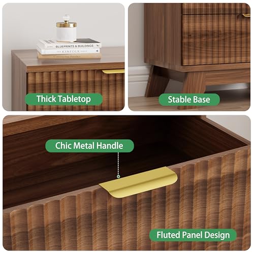Fluted Dresser for Bedroom with 3 Drawers