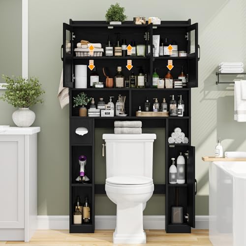Farmhouse Over The Toilet Cabinet with 3 Acrylic Doors