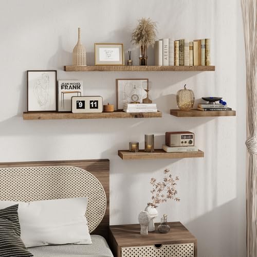44 Inch Long Solid Wood Floating Shelves for Wall