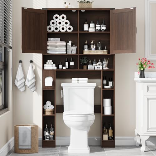 Storage Cabinet Over Toilet with 2 Barn Doors