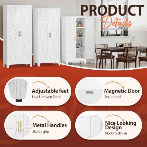 71" H Kitchen Storage Cabinet with Doors