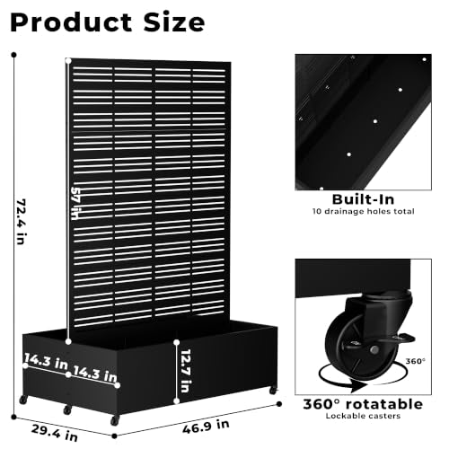 Double Metal Planter Box with Trellis Privacy Screen