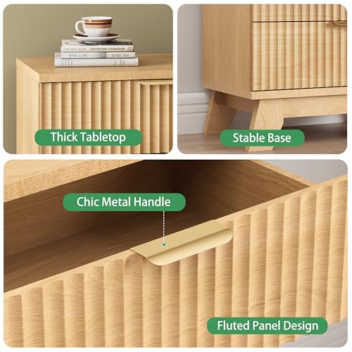 Fluted Dresser for Bedroom with 3 Drawers