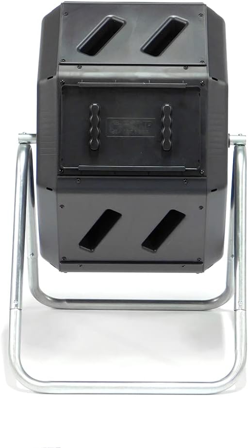 FCMP Outdoor IM2000 Tumbling Composter Canadian-Made, 100% Recycled Resin - Outdoor Rotating Compost Tumbler Bin for Garden, Kitchen, and Yard Waste, Black (22 Gallon)