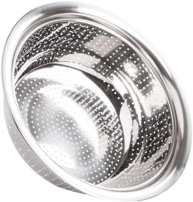 Hemoton Stainless Steel Rice Washing Bowl Kitchen Strainer Colander Bowl Fruit Vegetable Washing Basket for Rice Food Pasta Colander Drain Basket (Silver)