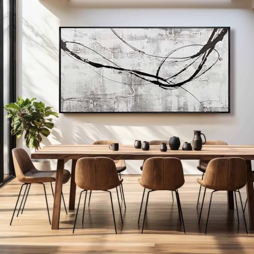 Line Wall Art Pictures Modern Wall Decor Black and White Canvas Wall Paintings 36"x70" Large Poster Printing for Dining Room Bedroom