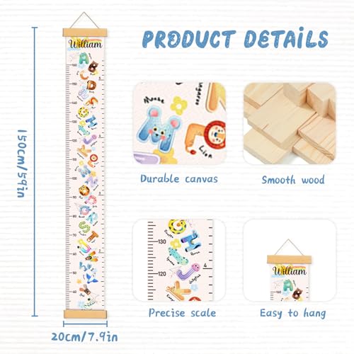 Personalized Name Canvas Growth Chart for Wall