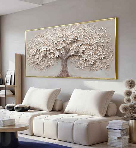 Gold Framed Large Modern Canvas Wall Art Decor Prints Oversized Wall Art Pictures for Living Room Tree of Life Wall Art Prints Artwork for Walls Bedroom Office 29" X 58"Printed Decorative Painting