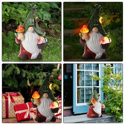 Gnome Solar Garden Statue with 3 LED Lights