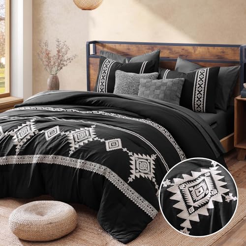 Embroidery Oversized Queen Comforter Set 7 Pieces Bed in a Bag