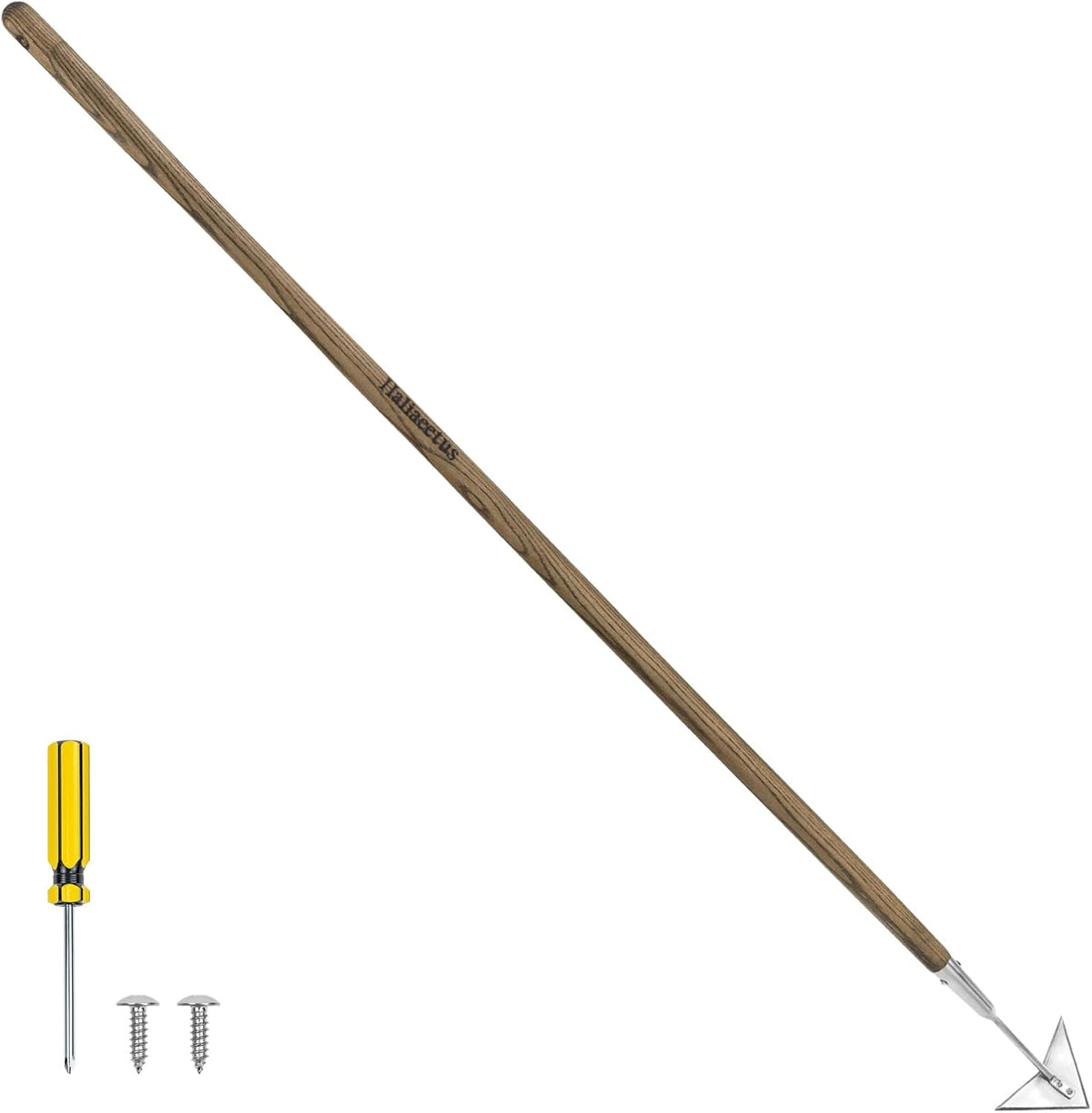 Haliaeetus Triangle Hoe, 60'' Scuffle Hoe for Keeping Your Back from Tiring Out, Weeding Just in Push-Pull Motion, Rogue Hoe with Triangle Head for Quickly Clear Out a lot of Weeds from All Direction