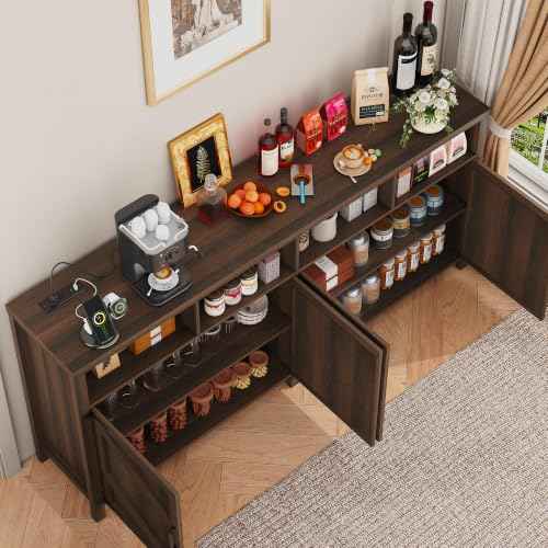 Buffet Sideboard with Storage with Power Outlets & LED Light