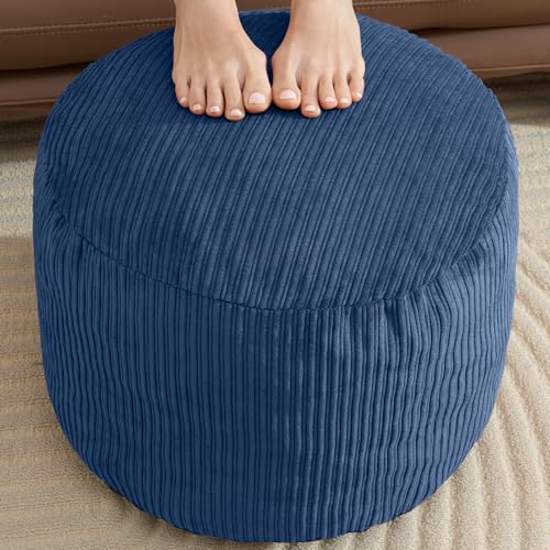 Navy Blue Stuffed Pouf Ottoman Foot Rest
