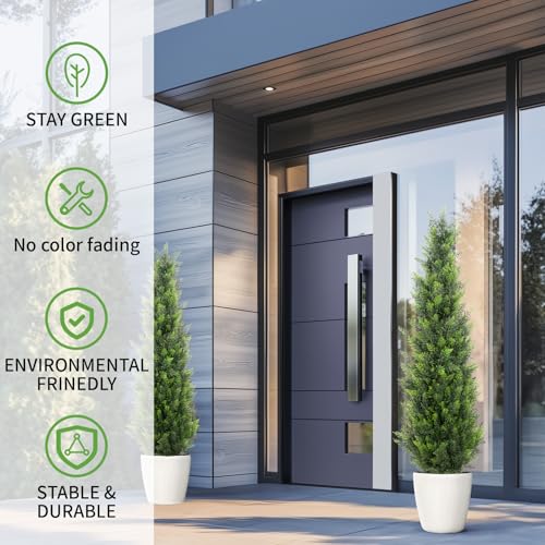 4FT Artificial Cedar Topiary Trees 2 Set (2 Count)