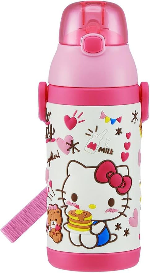 stainless children water bottle 380ml straw drinking 3D Hello Kitty snack time SSPV4