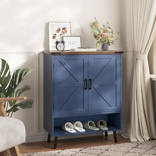 34" Tall Farmhouse Shoe Storage Cabinet with Doors
