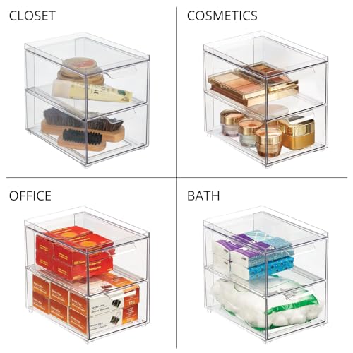 Stackable Storage Containers Box with 2 Pull (8 Count)