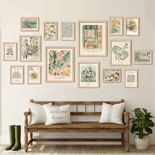 16 PCS Framed Sage Green Wall Art Decor