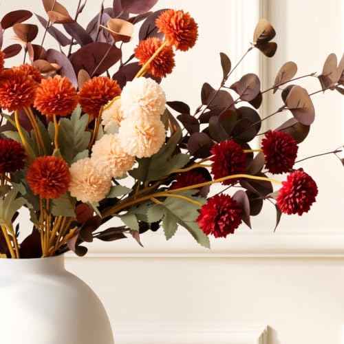 Orange Fall Flower Arrangement with Vase (12 Count)