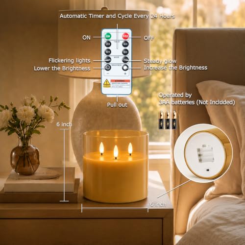 Amber Large Glass Flameless LED Candle