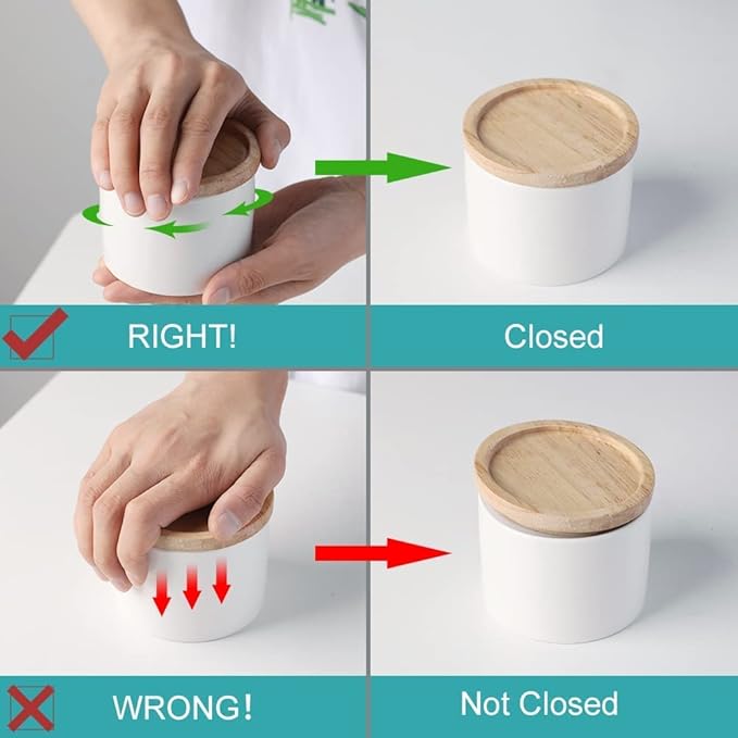 Sweejar Kitchen Canisters Ceramic Food Storage Jar, Stackable Containers with Airtight Seal Wooden Lid for Serving Ground Coffee, Tea, Sugar, Spice and More - 5 Fl Oz(Gray)