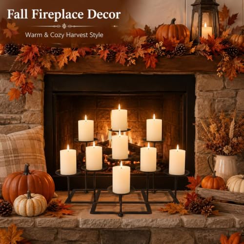 Pillar Fireplace Candle Holder for Inside Fireplace (9 Count)