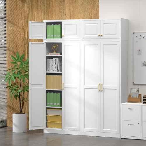 86"Metal Pantry Storage Cabinet with Doors & 4 Adjustable Shelves
