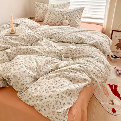 Vintage Style Boho Floral Comforter Set King Fluffy Soft Pink Floral Bedding Set Aesthetic Flower Botanical Comforter with 2 Pillowcases Farmhouse Boho Bedding Comforter King Size (3 Piece Set)