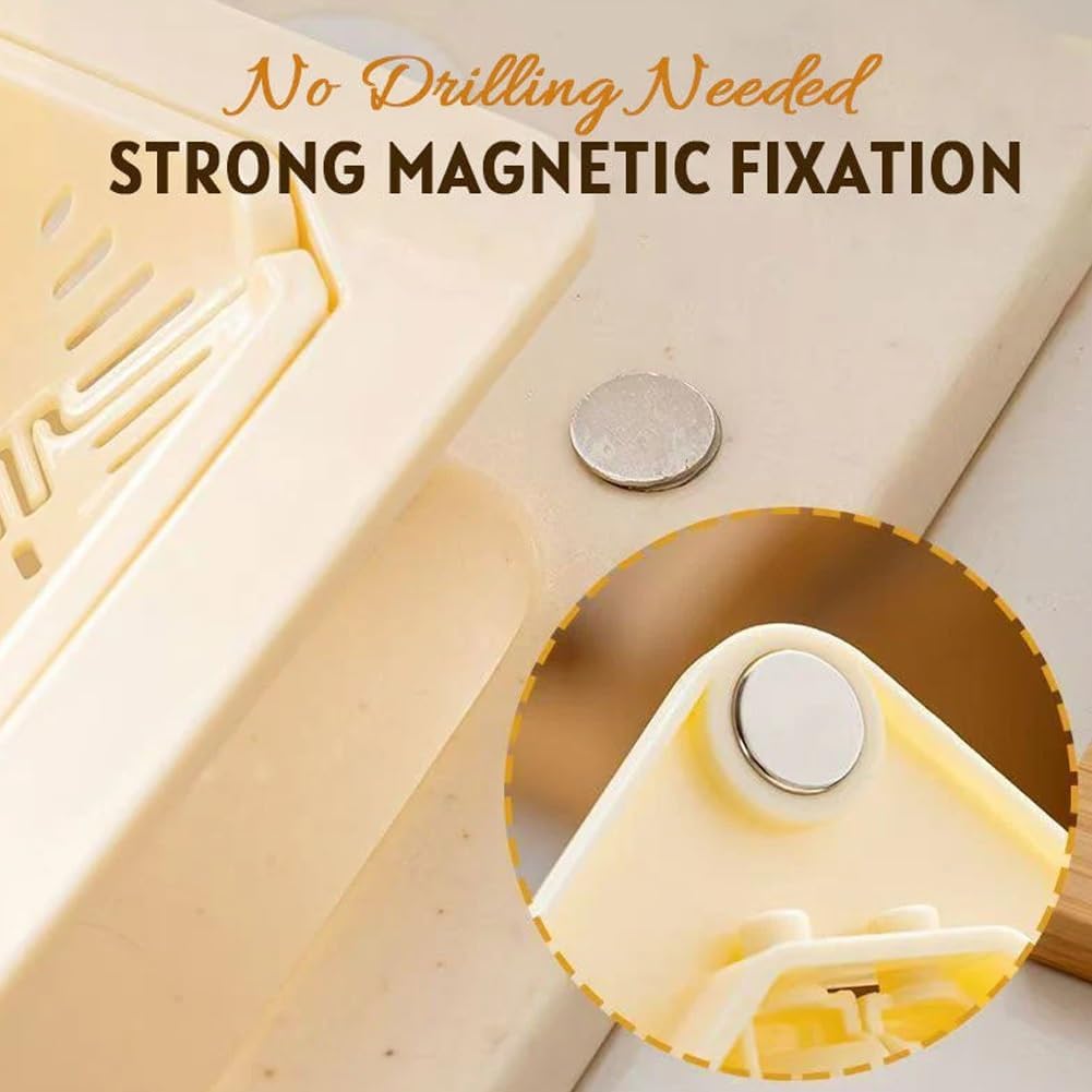 Magnetic Drainage & Filter Basket, Punch-Free Triangular Sink Strainer with Twist-Open Bottom, Strong Magnetic Fixation, Corner Kitchen Organizer for Washing Fruits & Vegetables(Color a)